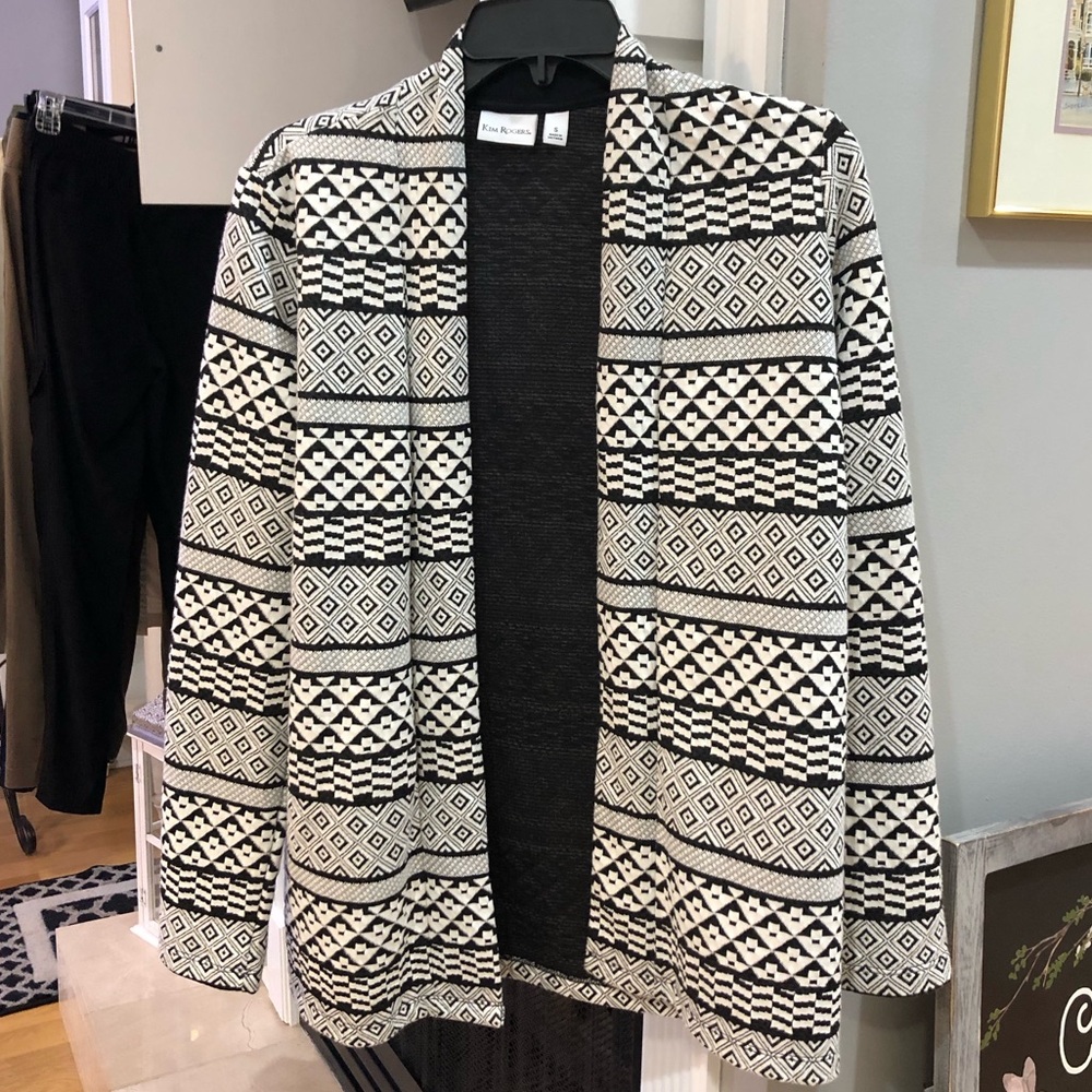 Kim Rogers Aztec Geometric Jacket Sweater Cardigan